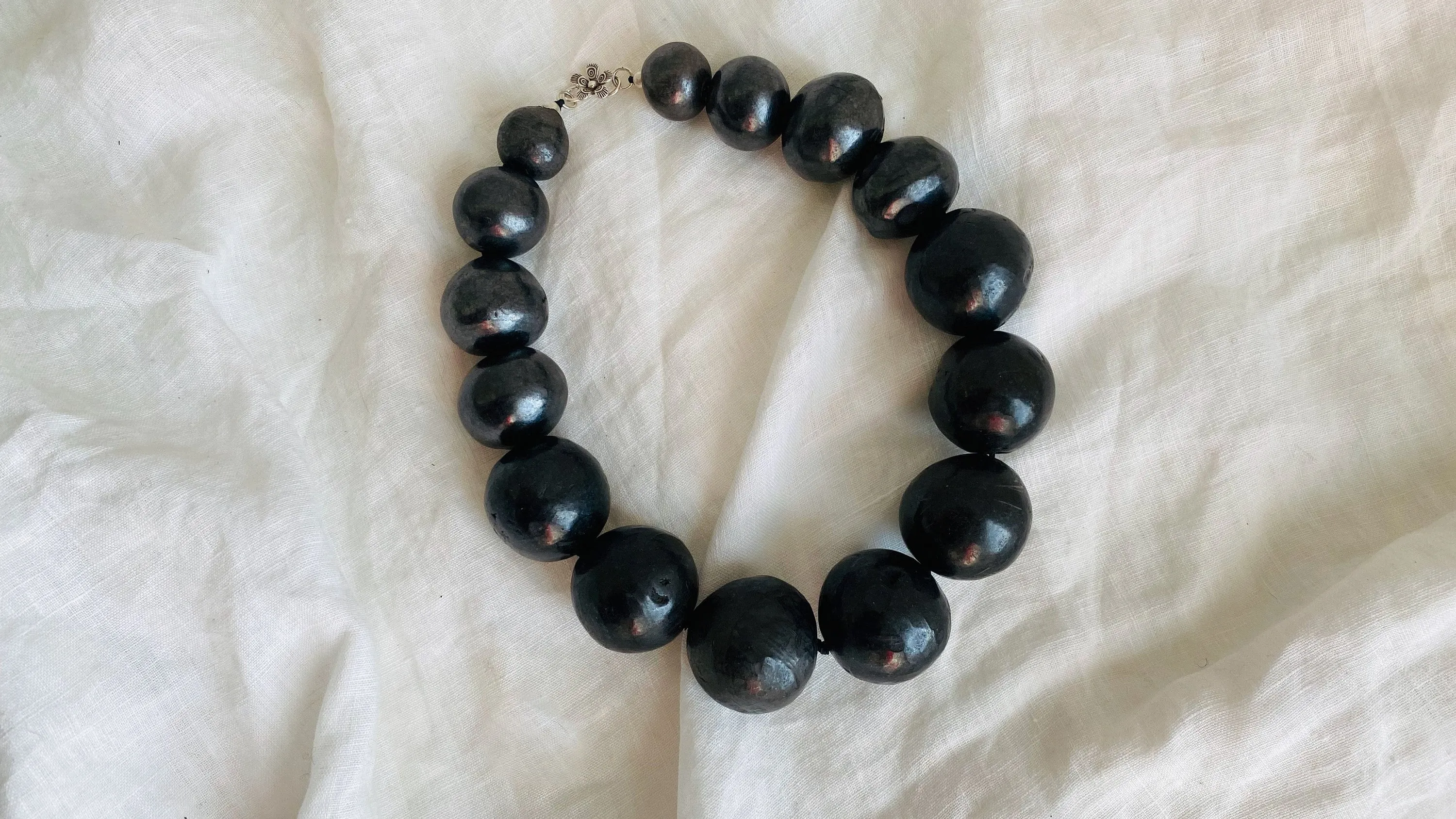 Barro Negro & Silver Necklace. Oaxacan Black Clay. Sterling Silver