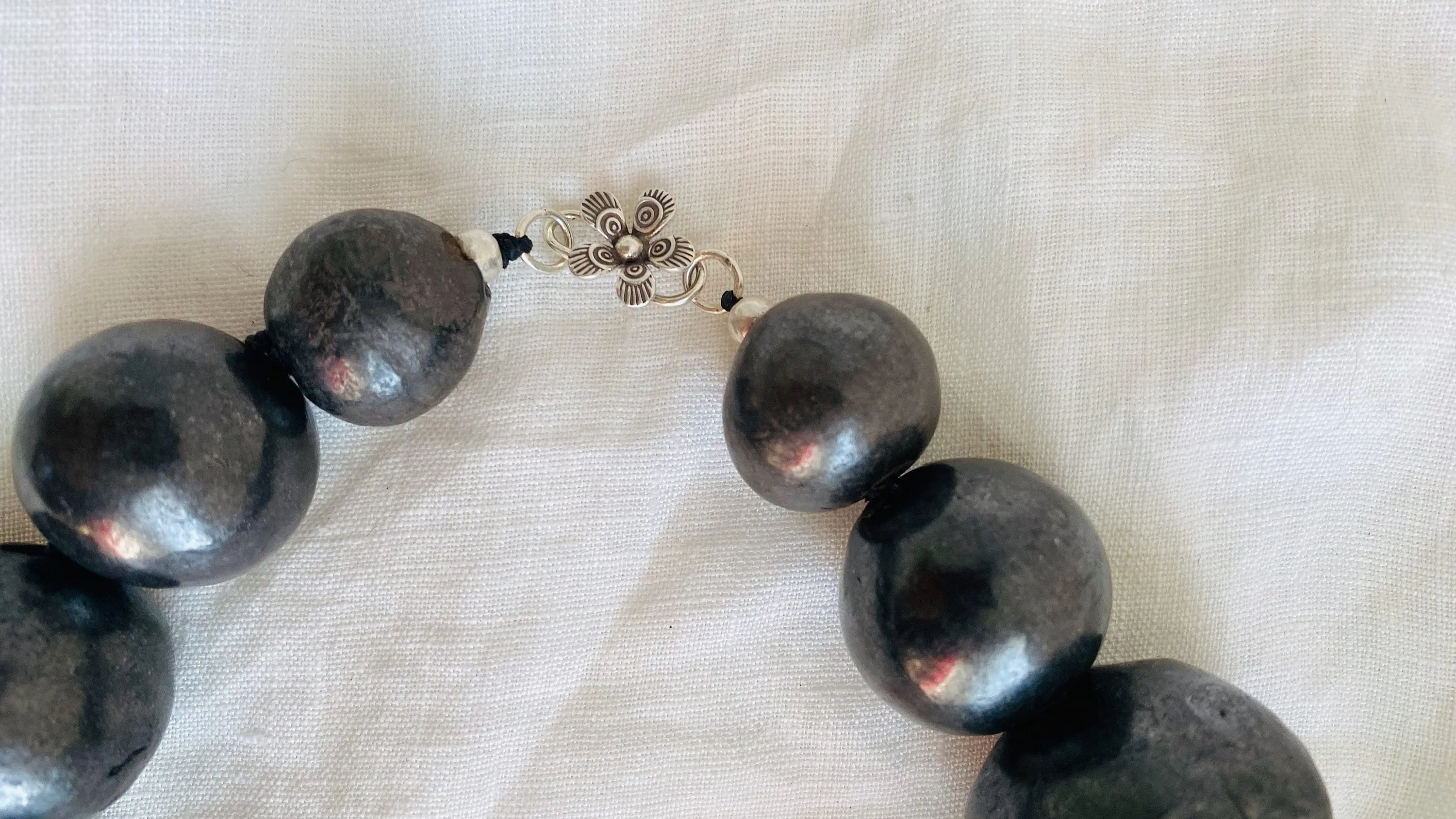 Barro Negro & Silver Necklace. Oaxacan Black Clay. Sterling Silver