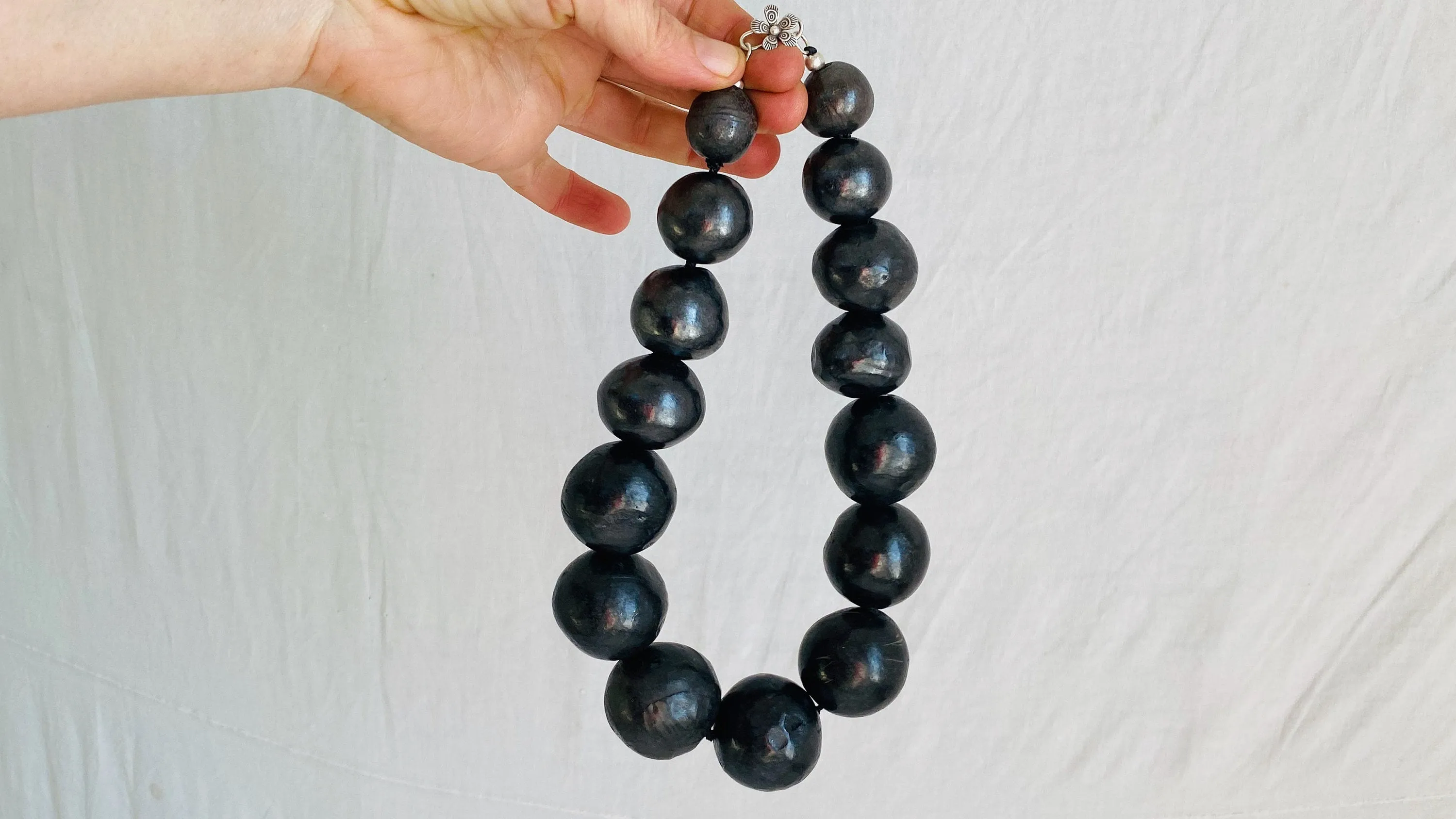 Barro Negro & Silver Necklace. Oaxacan Black Clay. Sterling Silver