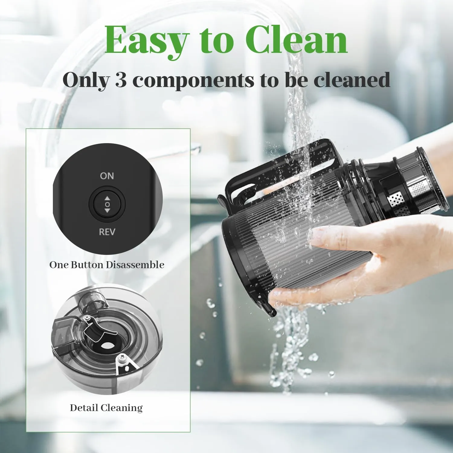 Cold Press Juicer, 5.4" Wide Feed Chute Juice Extractor Machine with 400W, High Juice Yield, Slow Masticating Juicer for Whole Vegetables & Fruits, Black