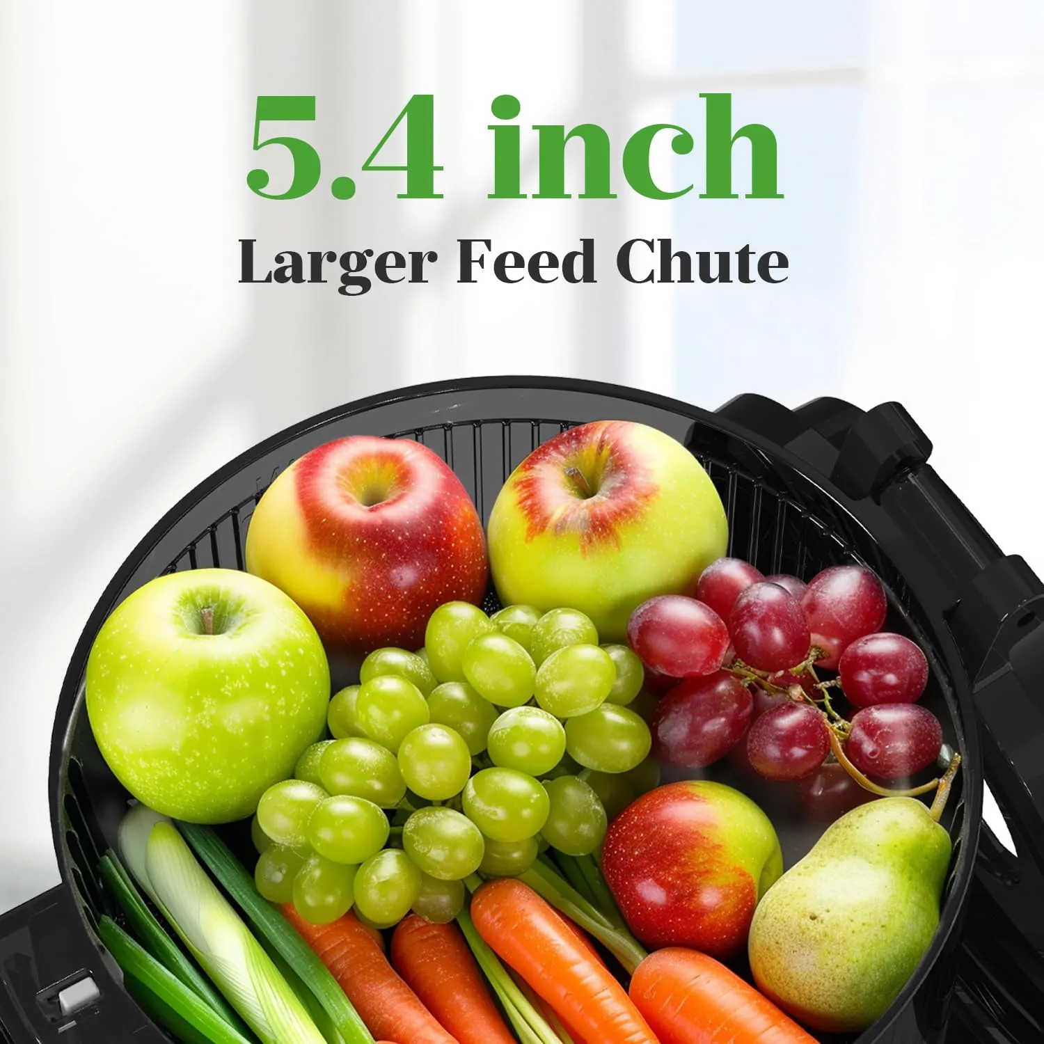 Cold Press Juicer, 5.4" Wide Feed Chute Juice Extractor Machine with 400W, High Juice Yield, Slow Masticating Juicer for Whole Vegetables & Fruits, Black