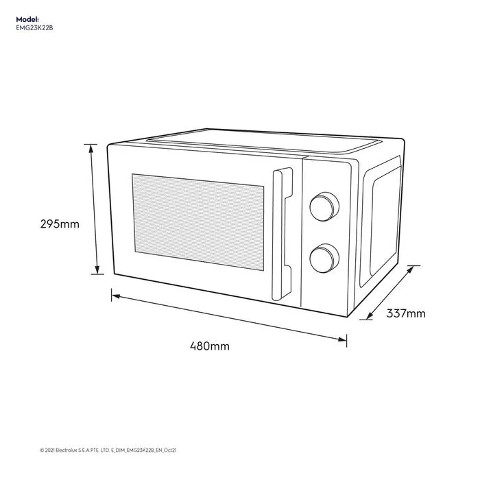 Electrolux EMG23K22B Microwave Oven Freestanding Combination 23L