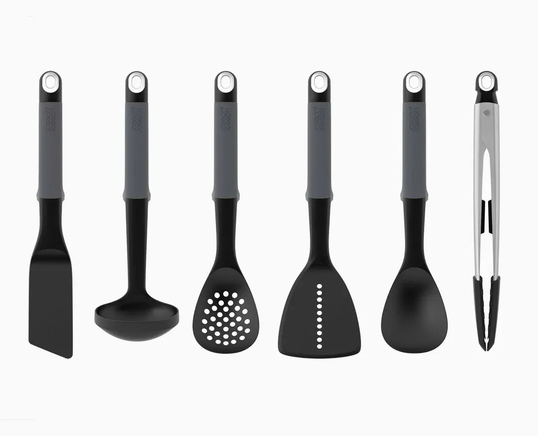 Elevate 6-piece Grey Utensils Carousel Set with Tongs