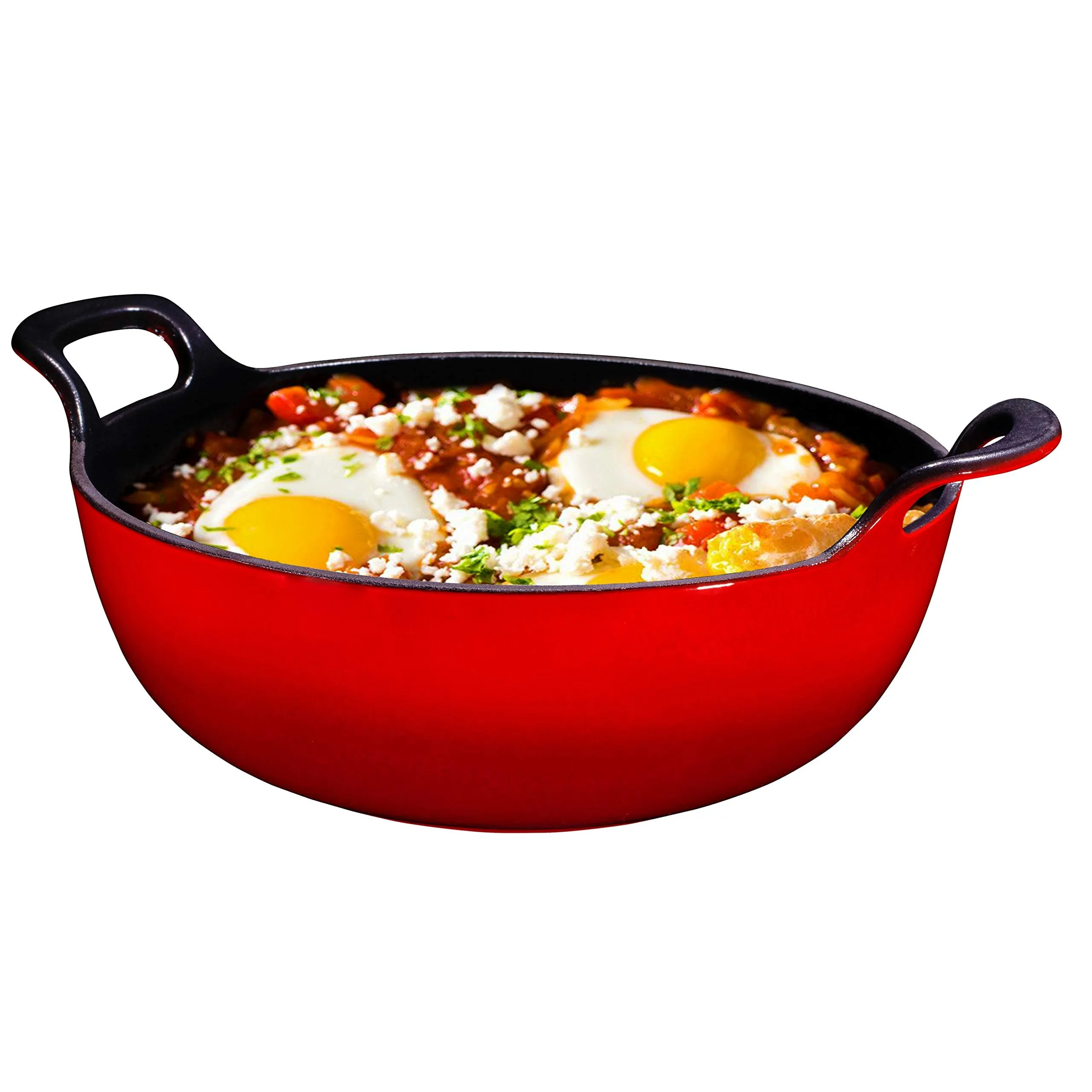 Enameled Cast Iron Balti Dish With Wide Loop Handles, 3 Quart, Turquoise