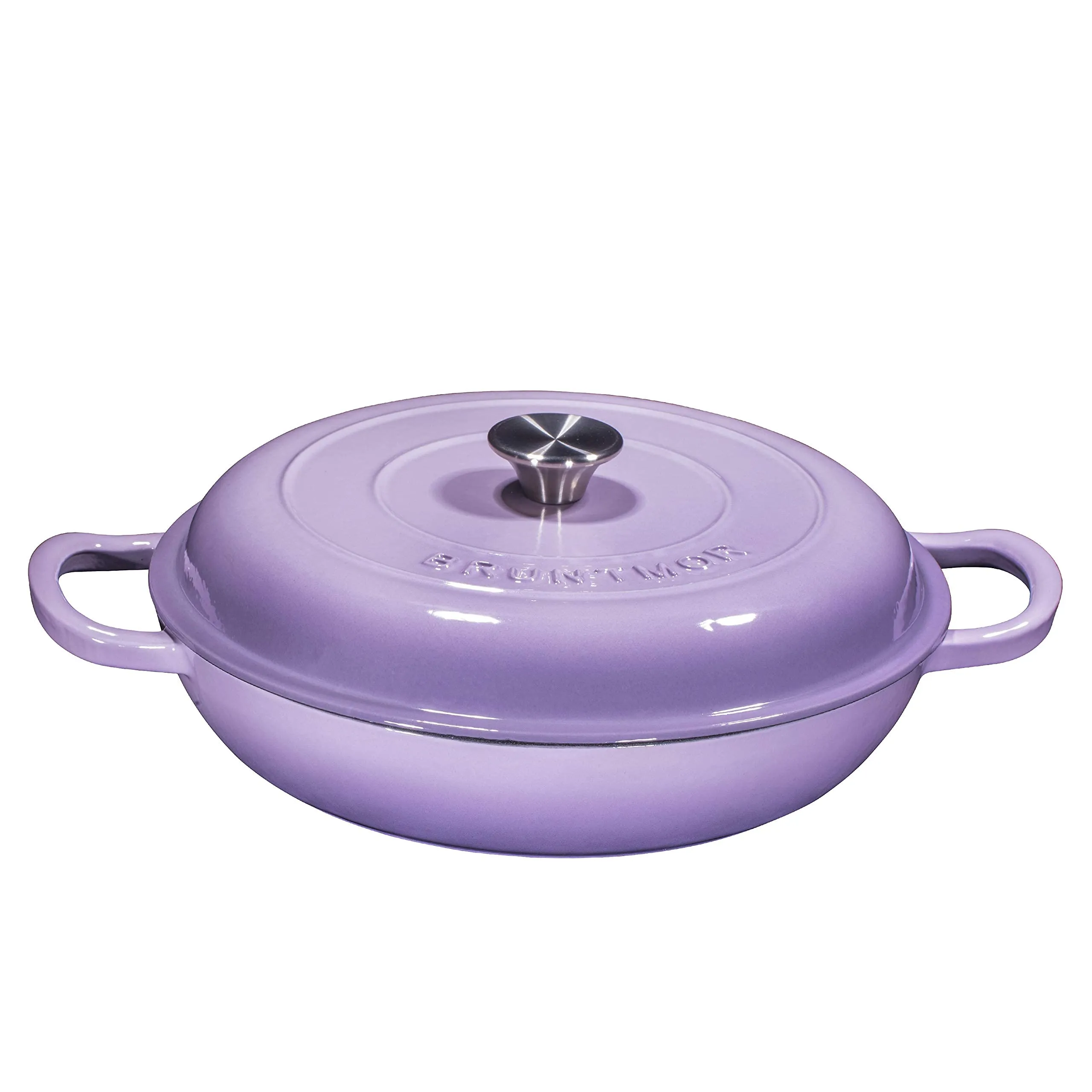 Enameled Cast Iron Casserole Braiser - Pan with Cover, 3.8-Quart