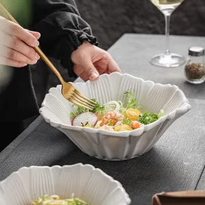 Flower Shaped Ceramic Deep Bowl