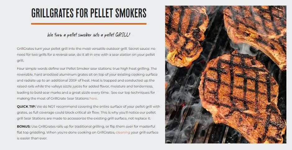 GrillGrate 15" Pellet Grill Sear Station (15.375" WIDE) RGG15K-0003