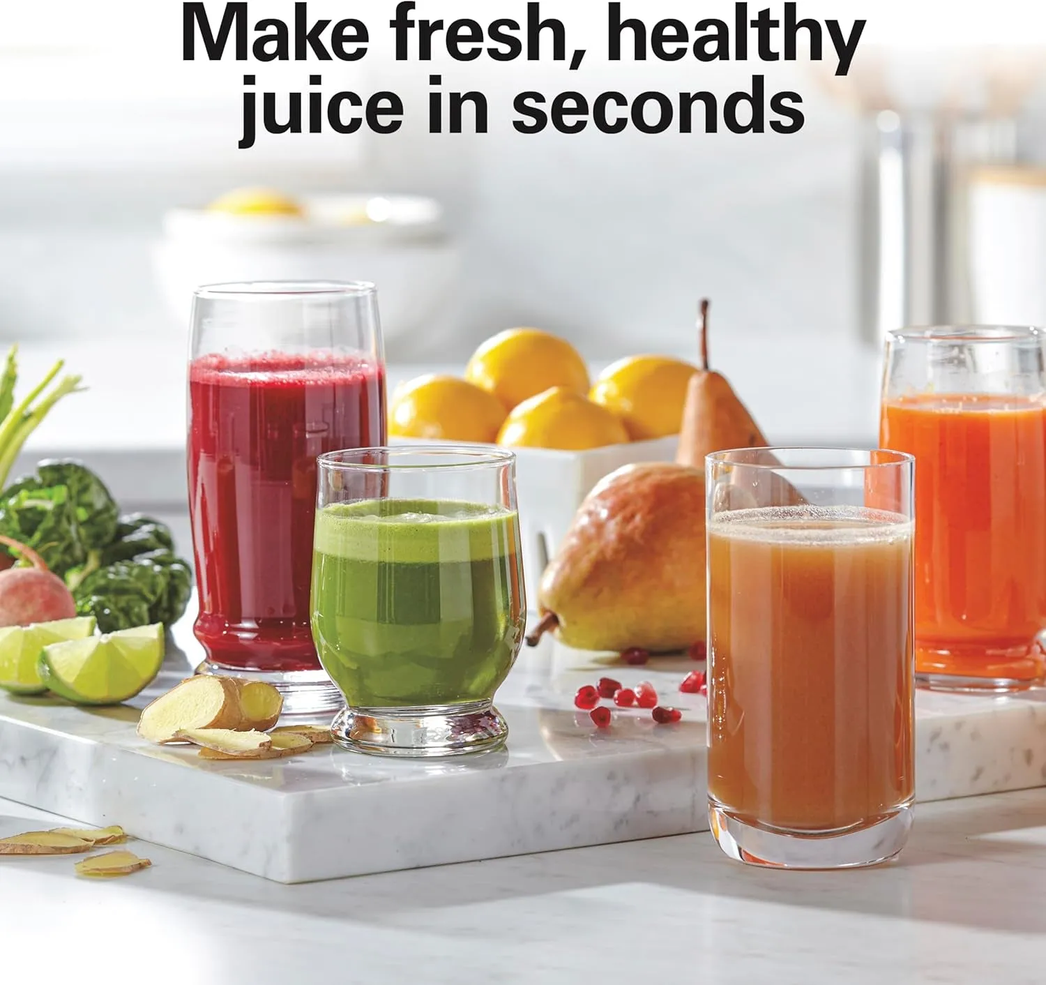 Hamilton Beach Juicer Machine, Big Mouth Large 3 Feed Chute for Whole Fruits and Vegetables, Easy to Clean, Centrifugal Extractor, BPA Free, 800W Motor, Black