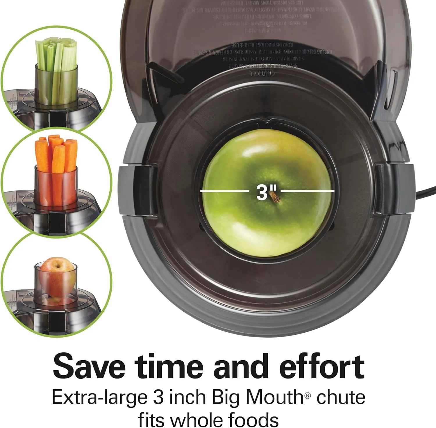 Hamilton Beach Juicer Machine, Big Mouth Large 3 Feed Chute for Whole Fruits and Vegetables, Easy to Clean, Centrifugal Extractor, BPA Free, 800W Motor, Black