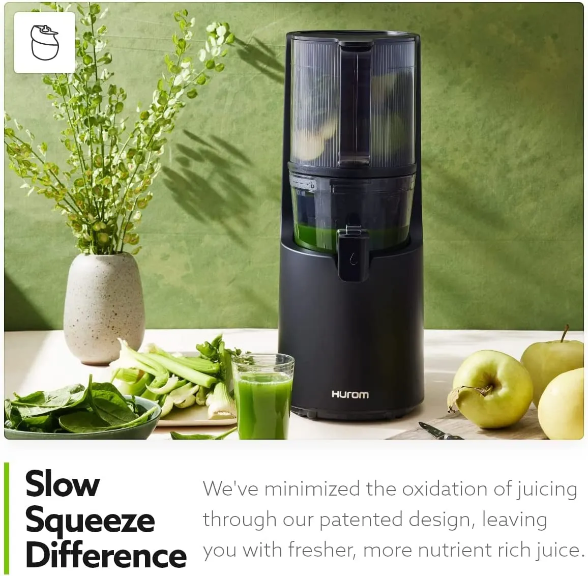 Hurom H-200 Easy Clean Electronic Juicer Machine (Black) - Self Feeding Slow Juicer with Big Mouth Hopper to Fit Whole Fruits & Vegetables