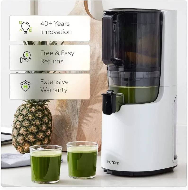 Hurom H-200 Easy Clean Electronic Juicer Machine (Black) - Self Feeding Slow Juicer with Big Mouth Hopper to Fit Whole Fruits & Vegetables