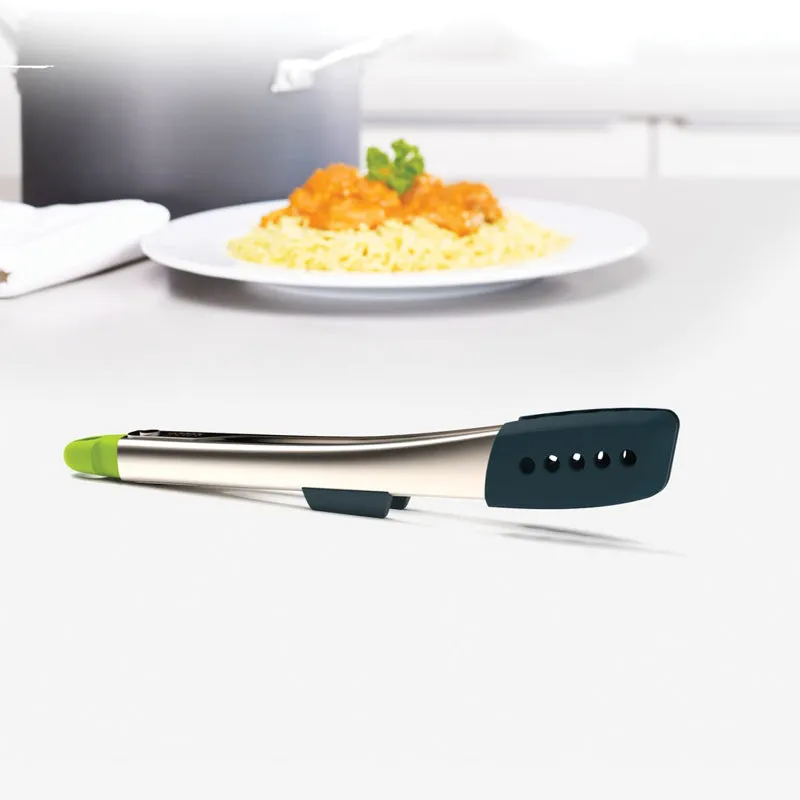 Joseph Joseph Elevate Grey Stainless Steel Tongs with Silicone Tip | 2.5 x 12 x 1.5 inches