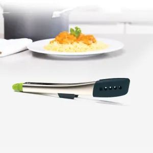 Joseph Joseph Elevate Grey Stainless Steel Tongs with Silicone Tip | 2.5 x 12 x 1.5 inches