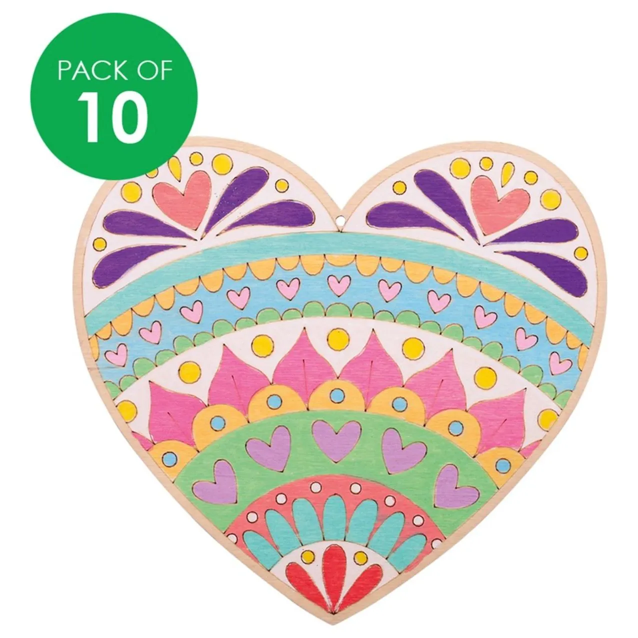 Laser Etched Wooden Hearts - Pack of 10
