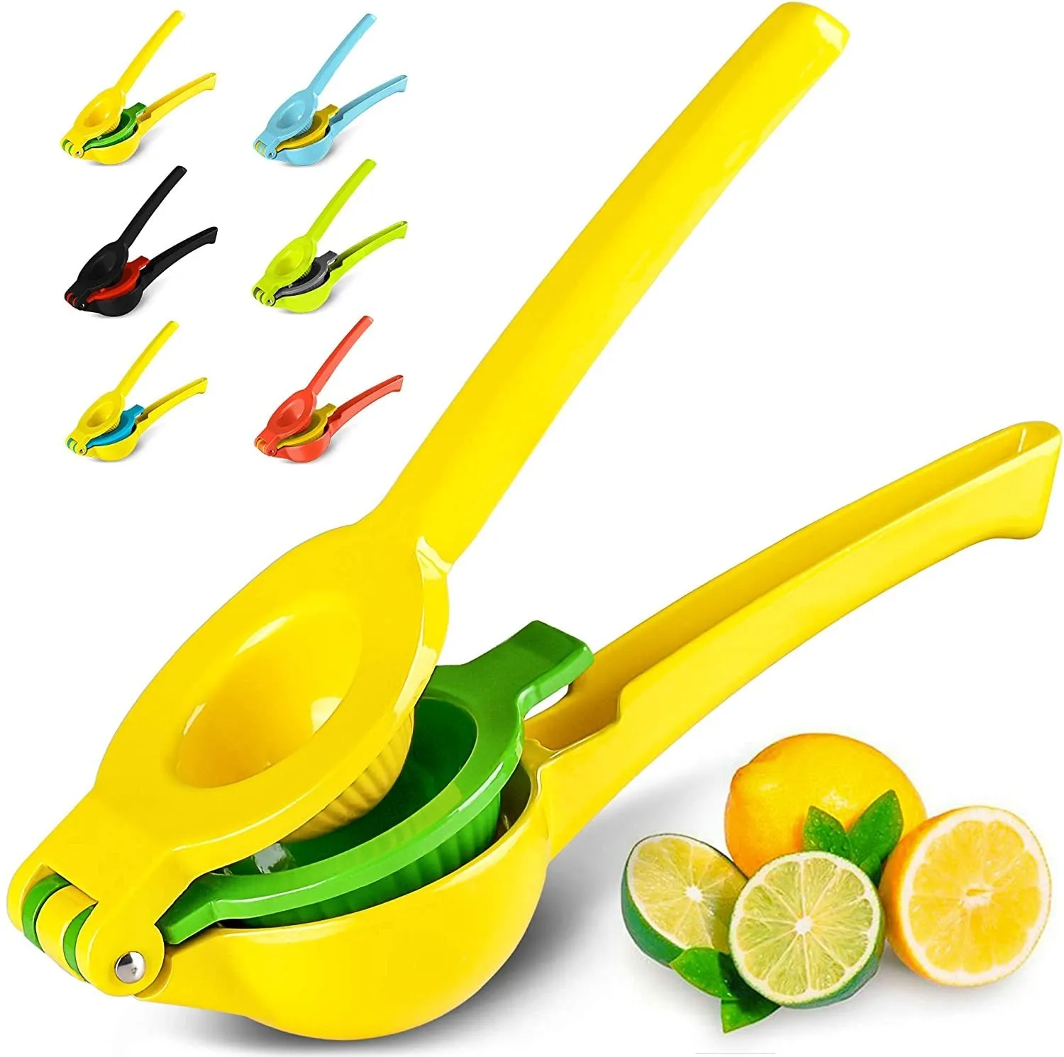 Lemon Lime Squeezer - Manual Press Citrus Juicer For Squeeze Freshest Juice - Yellow   Green