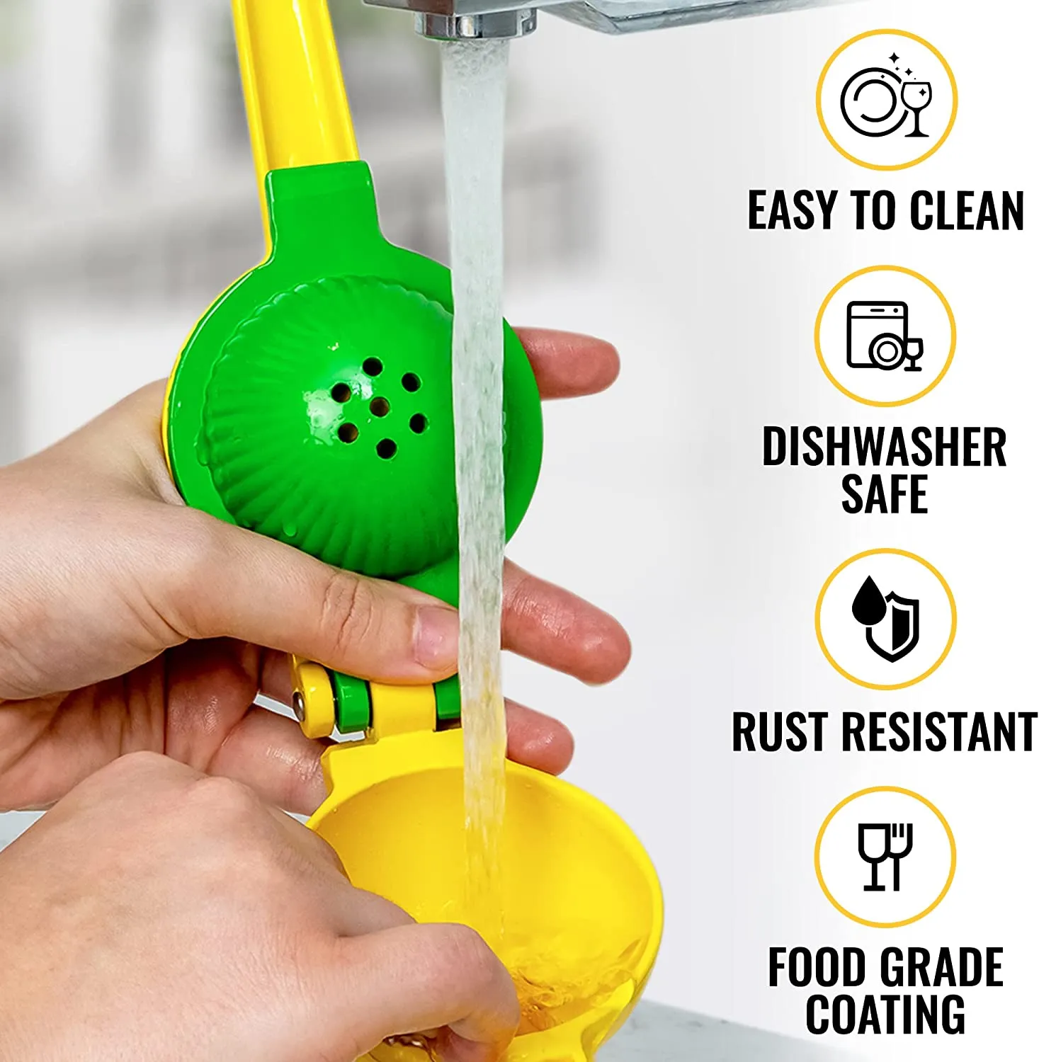 Lemon Lime Squeezer - Manual Press Citrus Juicer For Squeeze Freshest Juice - Yellow   Green