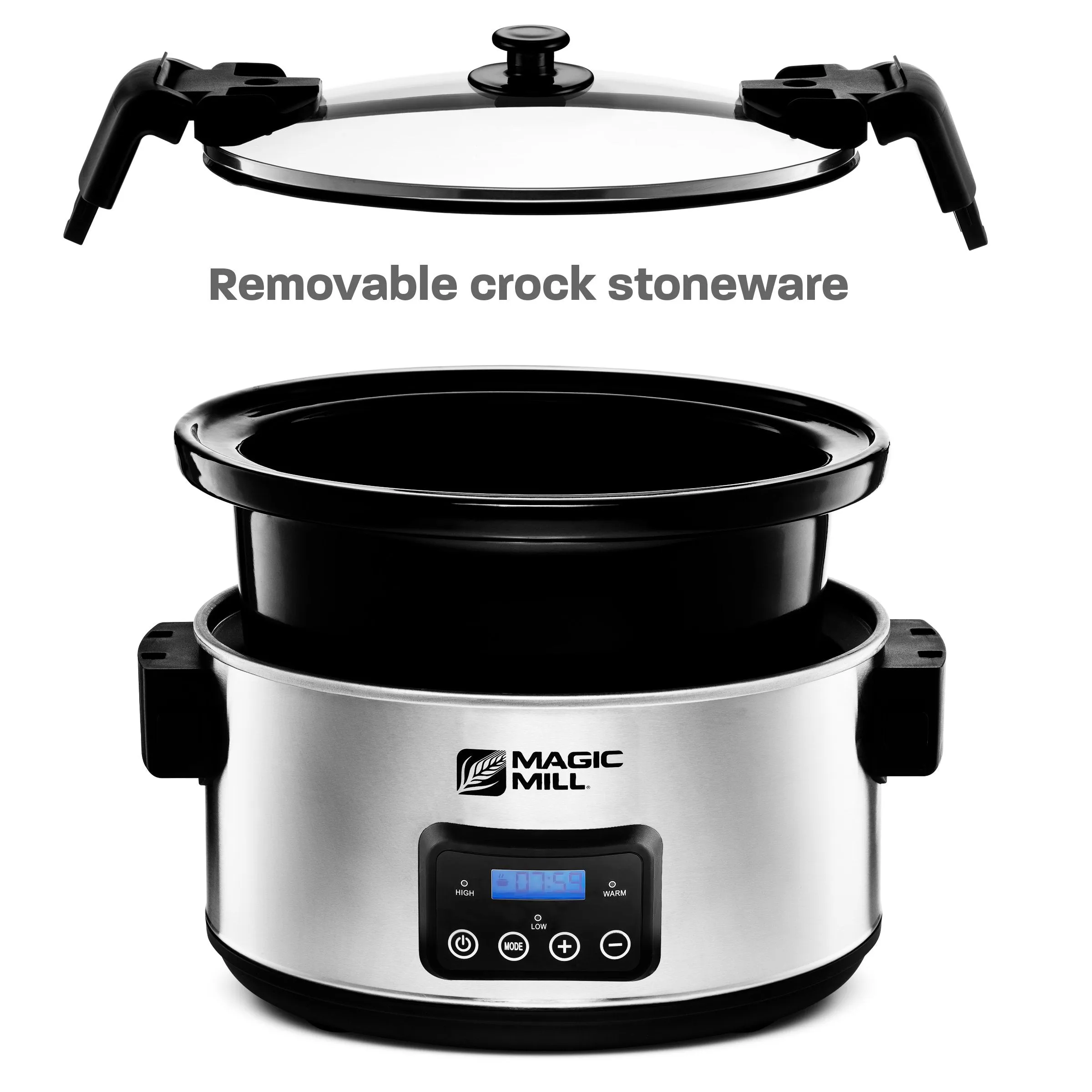 MAGIC MILL 8.5 QUART SLOW COOKER CROCK POT, DIGITAL PROGRAMMABLE, MODEL# MSC8556