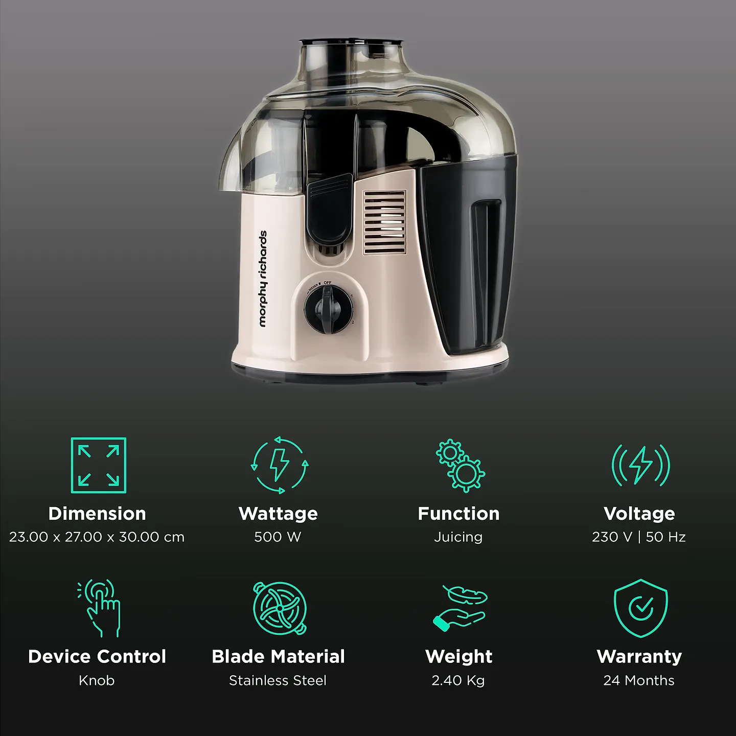 Morphy Richards Maximo Dlx Juicer 500 Juicer (Black, White)
