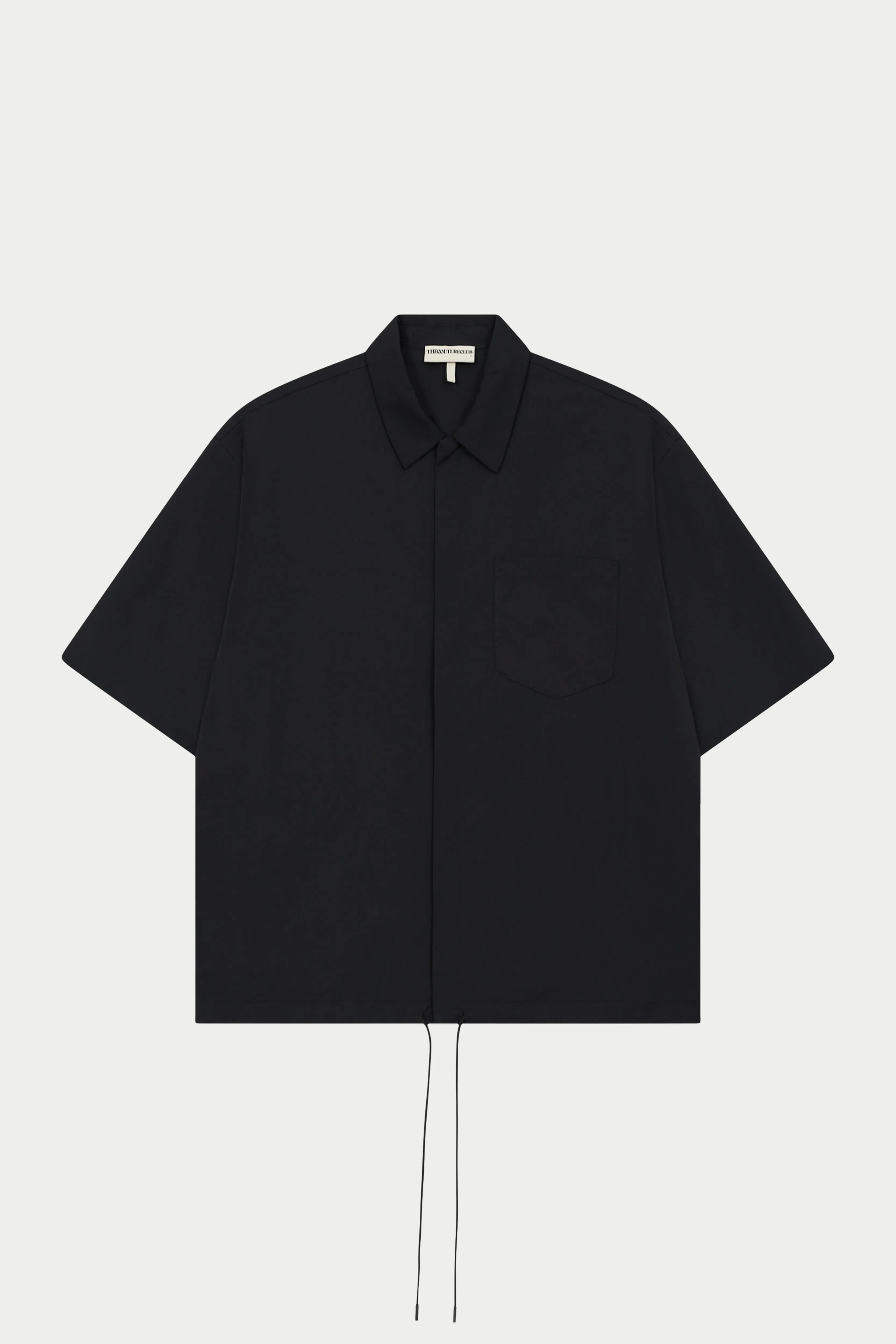 NYLON DRAWCORD SHIRT - BLACK