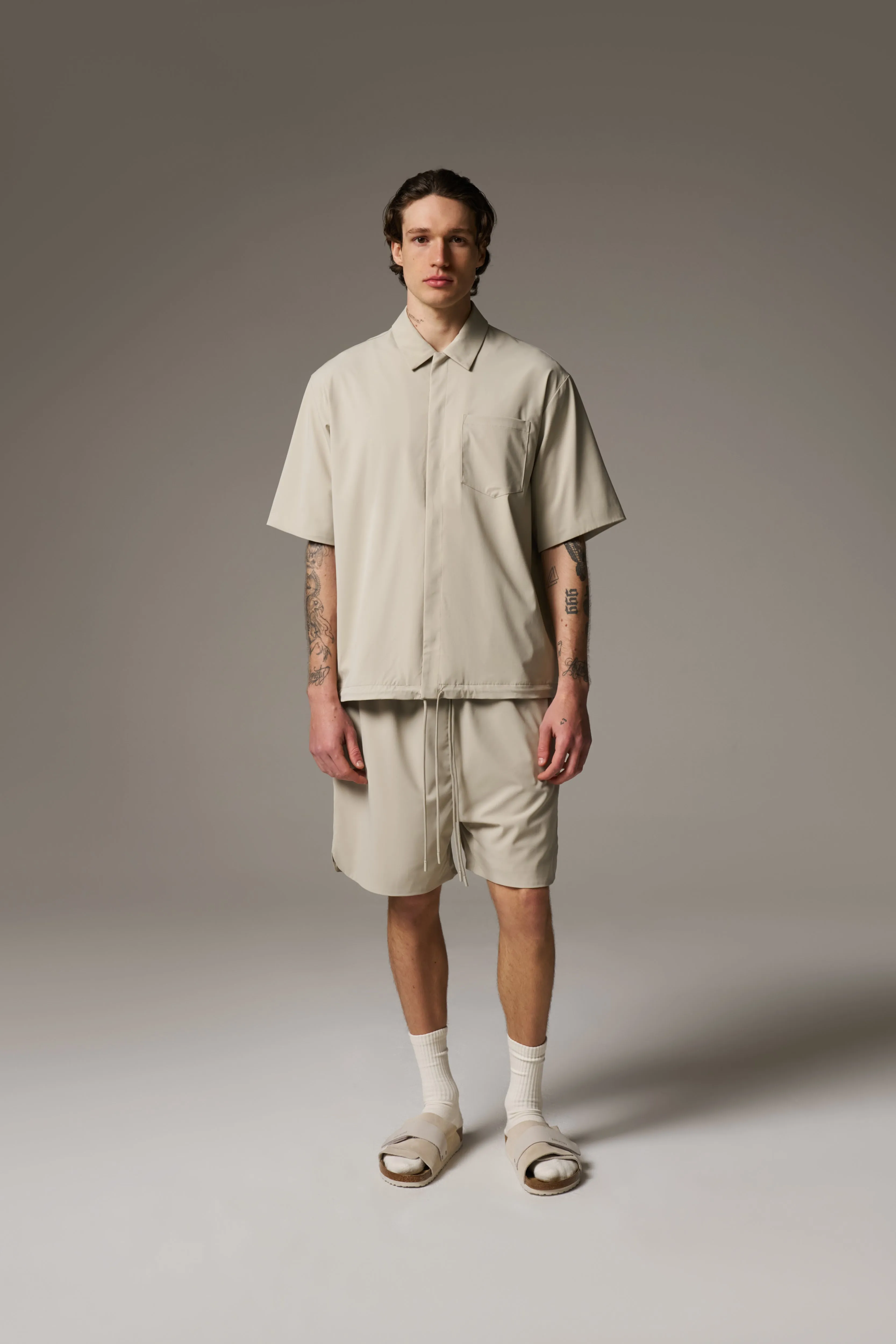 NYLON DRAWCORD SHORTS - GREY