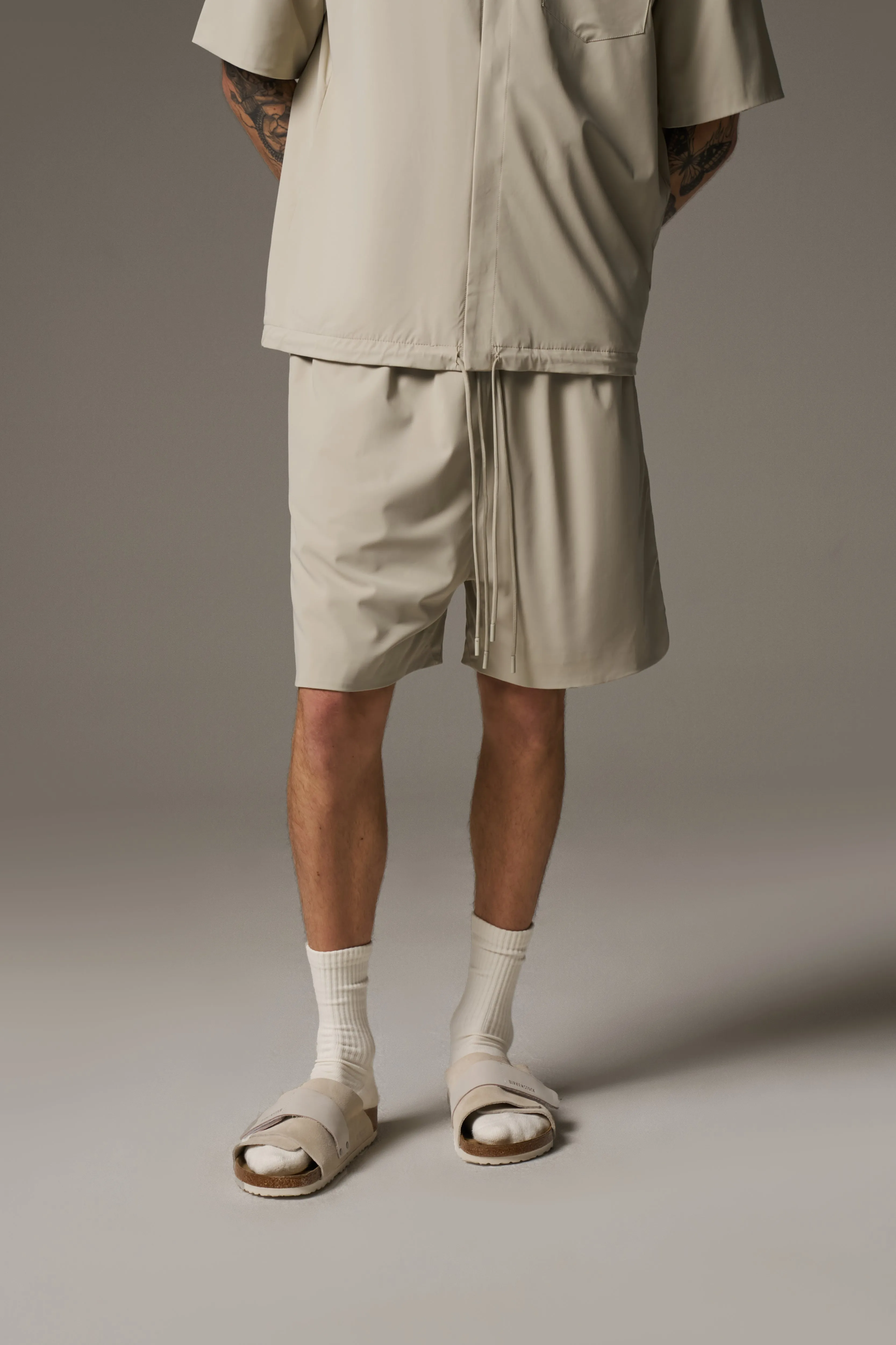 NYLON DRAWCORD SHORTS - GREY