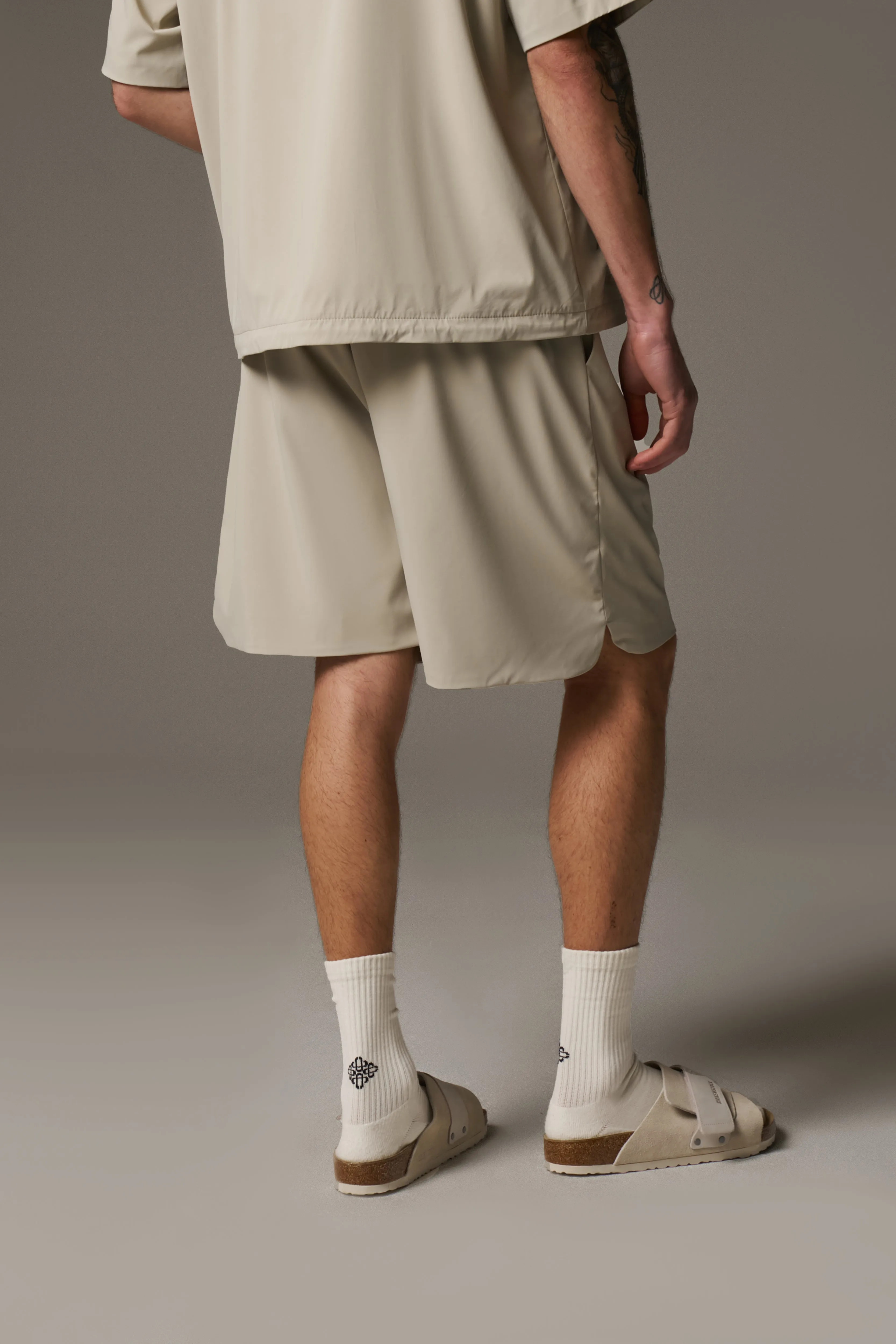 NYLON DRAWCORD SHORTS - GREY
