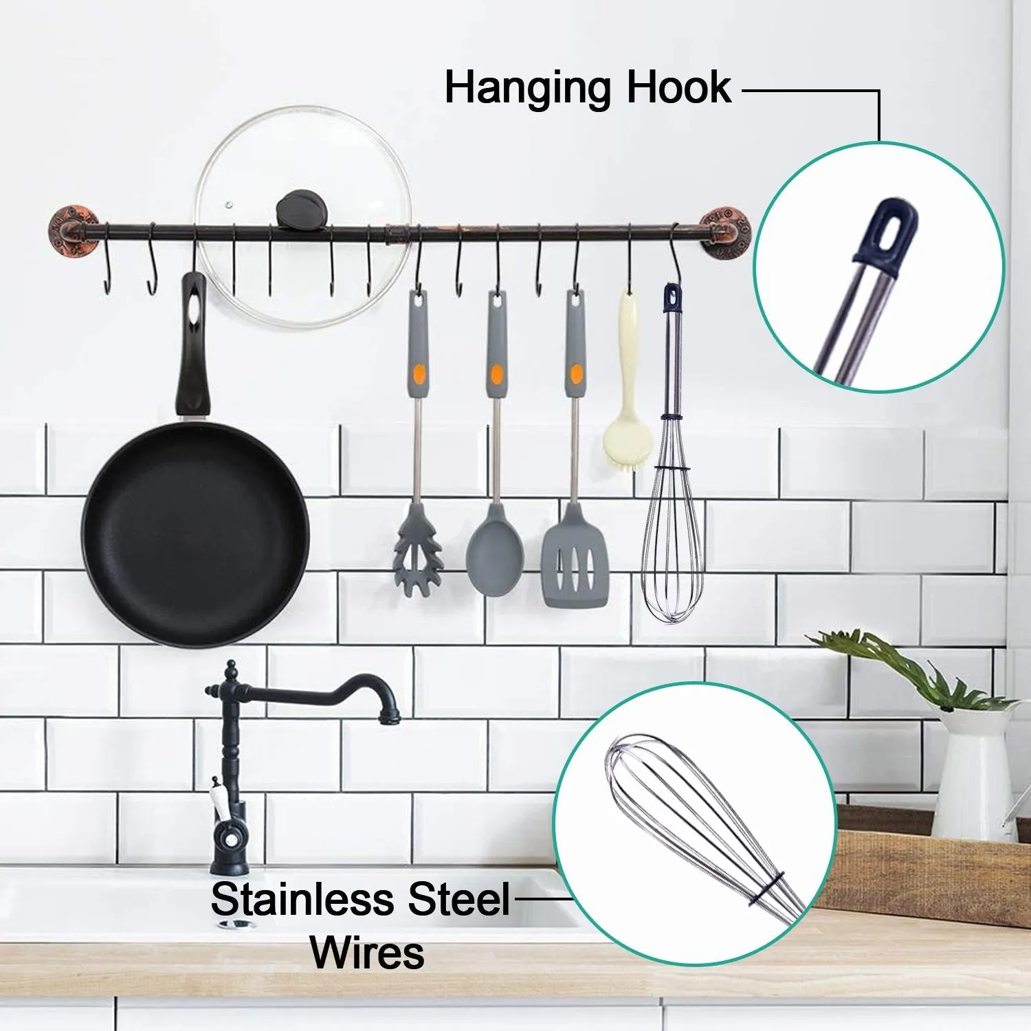 Stainless Steel Wire Whisk,Balloon Whisk,Egg Frother, Milk & Egg Beater (10 inch)