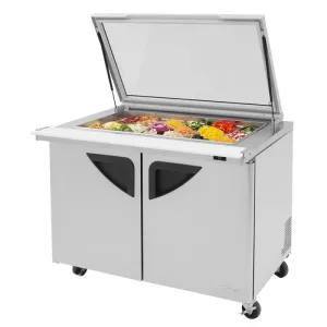 Turbo Air TST-48SD-18-N-GL 48" Mega Top Hinged Glass Lid Refrigerated Sandwich Prep Table