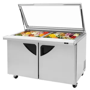 Turbo Air TST-60SD-24-N-GL 60" Mega Top Hinged Glass Lid Refrigerated Sandwich Prep Table