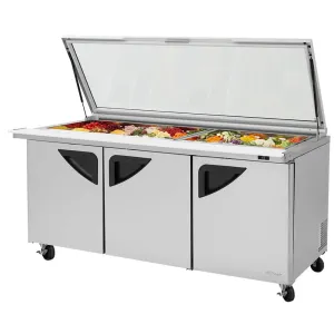 Turbo Air TST-72SD-30-N-GL 72" Mega Top Hinged Glass Lid Refrigerated Sandwich Prep Table
