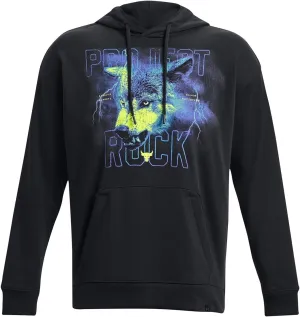 Under Armour Men's Project Rock Heavyweight Terry Hoodie Pullover (US, Alpha, Large, Regular, Regular, Standard, Black Electric purple -001)
