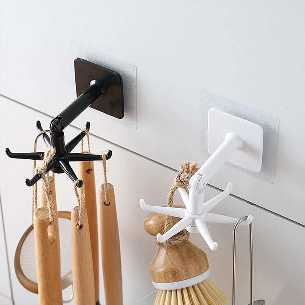 US 6~12 Under Cabinet Utensil Holder 360° Rotatable Kitchen Hook Organizer Rack