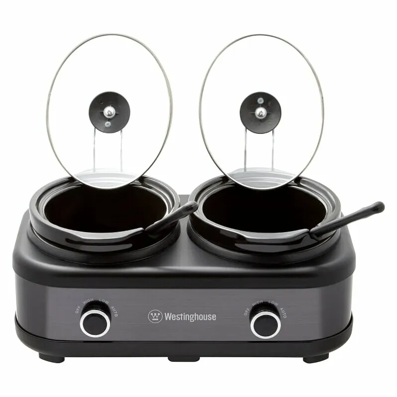 Westinghouse 2 Pot Slow Cooker Black Stainless Steel WHSC06KS