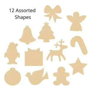 Wooden Christmas Shapes Assorted Pack of 12