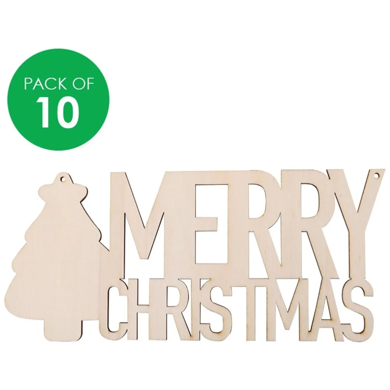 Wooden MERRY CHRISTMAS Plaques - Pack of 10