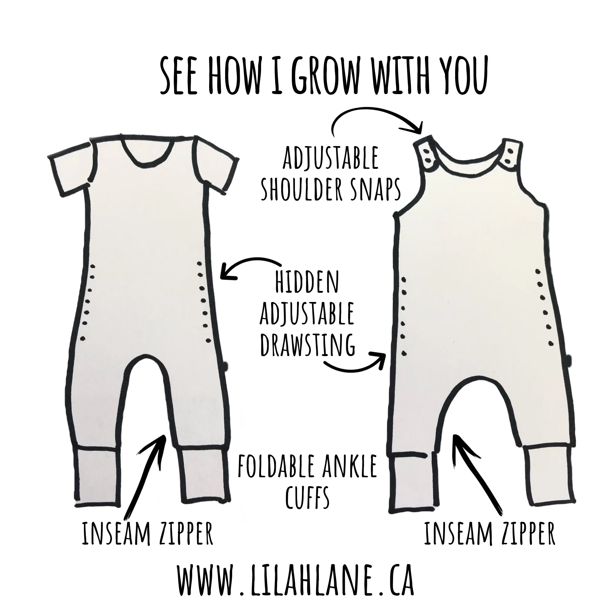 Zipper Mountain Short Sleeve Grow Romper